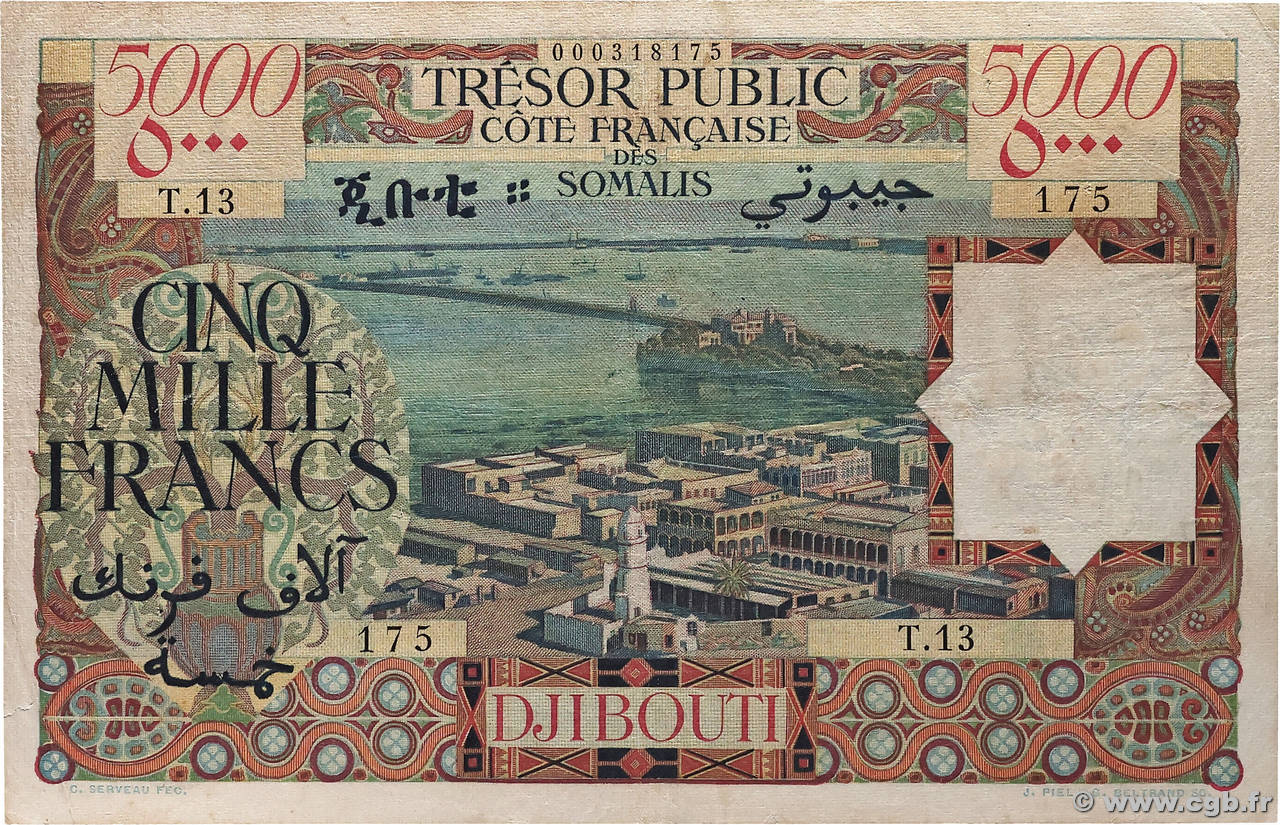 5000 Francs DJIBOUTI  1952 P.29 TTB