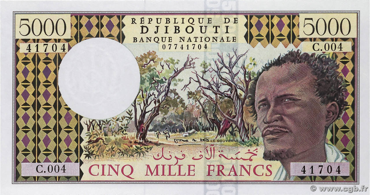 5000 Francs DJIBOUTI  1991 P.38d NEUF
