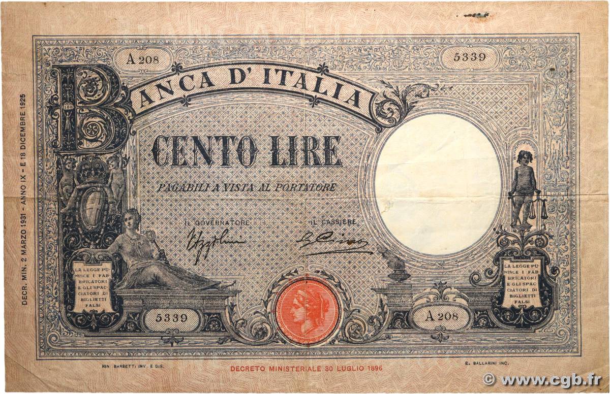 100 Lire ITALIA  1931 P.050c BC+