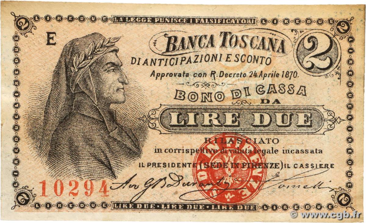 2 Lire ITALIA Firenze 1870  EBC