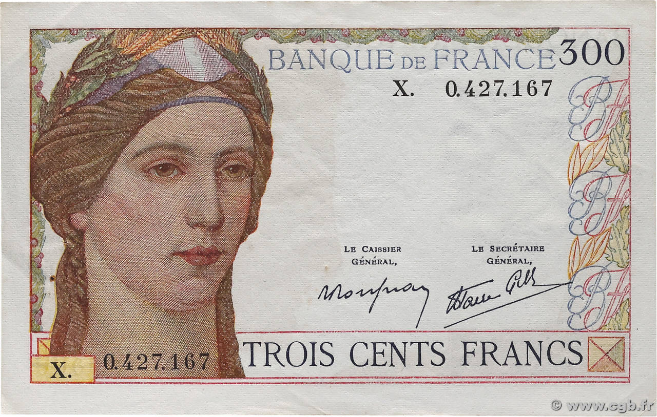 300 Francs FRANCE  1939 F.29.03 SUP