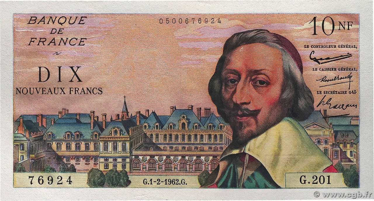 10 Nouveaux Francs RICHELIEU FRANCE  1962 F.57.17 pr.NEUF
