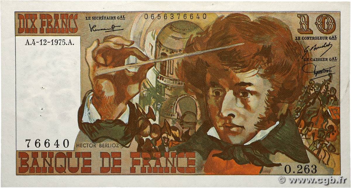 10 Francs BERLIOZ FRANCE  1975 F.63.15 VF+