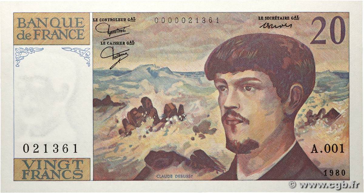 20 Francs DEBUSSY FRANKREICH  1980 F.66.01A1 fST+