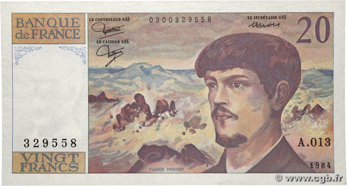 20 Francs DEBUSSY FRANCE  1984 F.66.05A13 UNC-