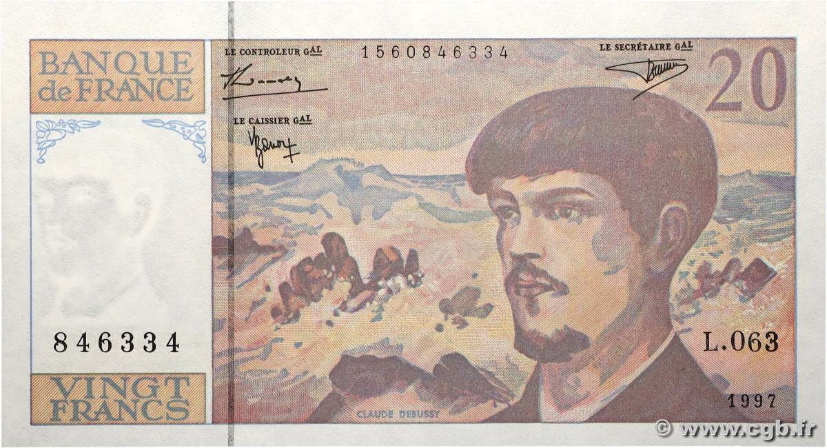 20 Francs DEBUSSY Modifié Consécutifs FRANCE  1997 F.66ter.02-63 NEUF