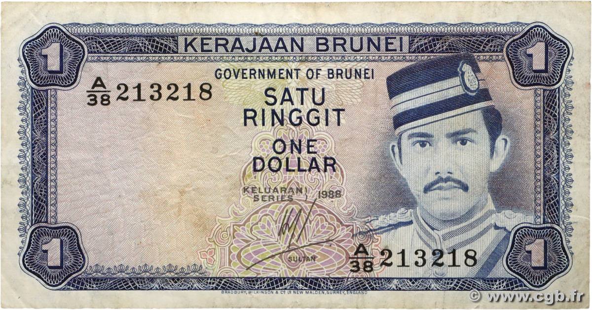 1 Ringgit - 1 Dollar BRUNEI  1988 P.06d TB