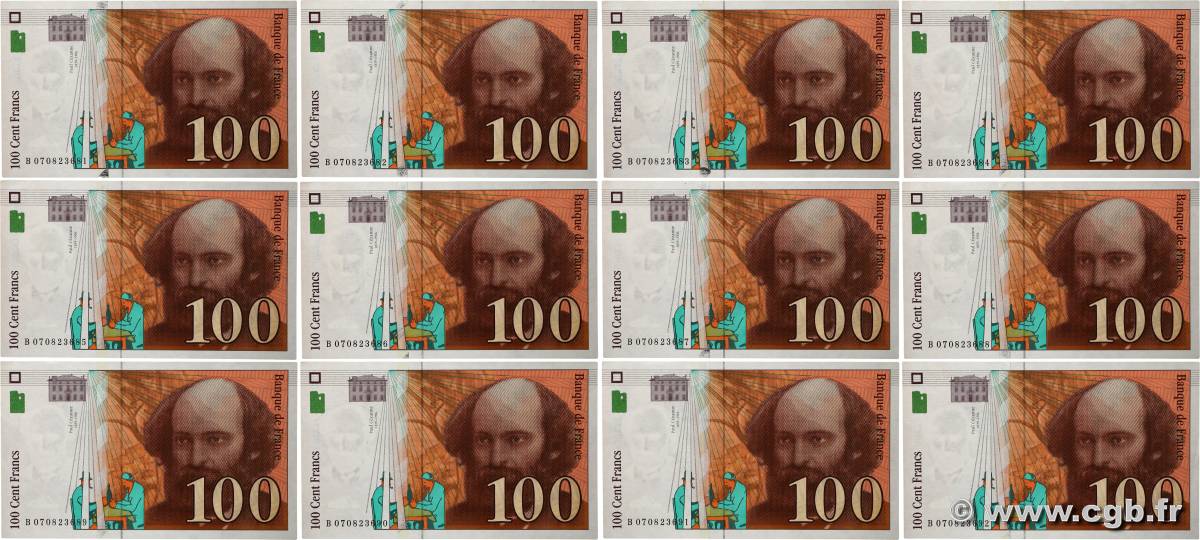 100 Francs CÉZANNE Consécutifs FRANKREICH  1998 F.74.02 fST+