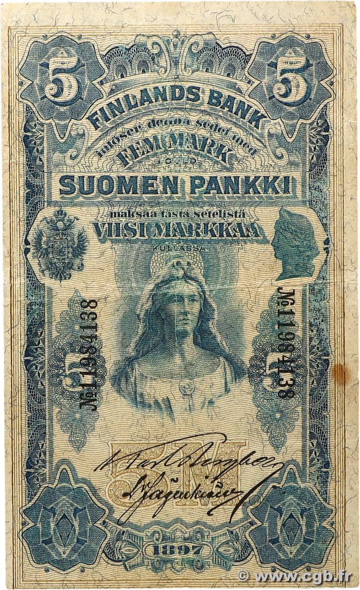 5 Markkaa FINLANDE  1897 P.002 pr.TTB