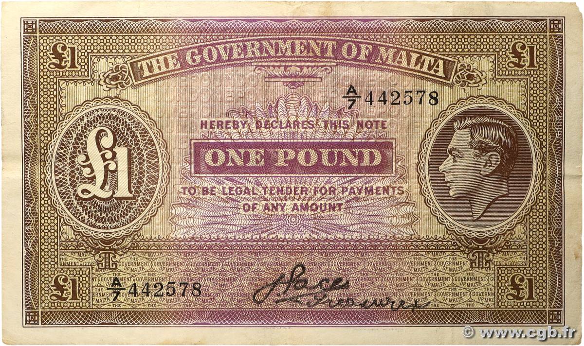 1 Pound MALTE  1940 P.20a fSS