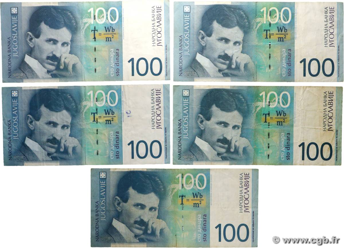 100 Dinara Lot YOUGOSLAVIE  2000 P.156a TB+