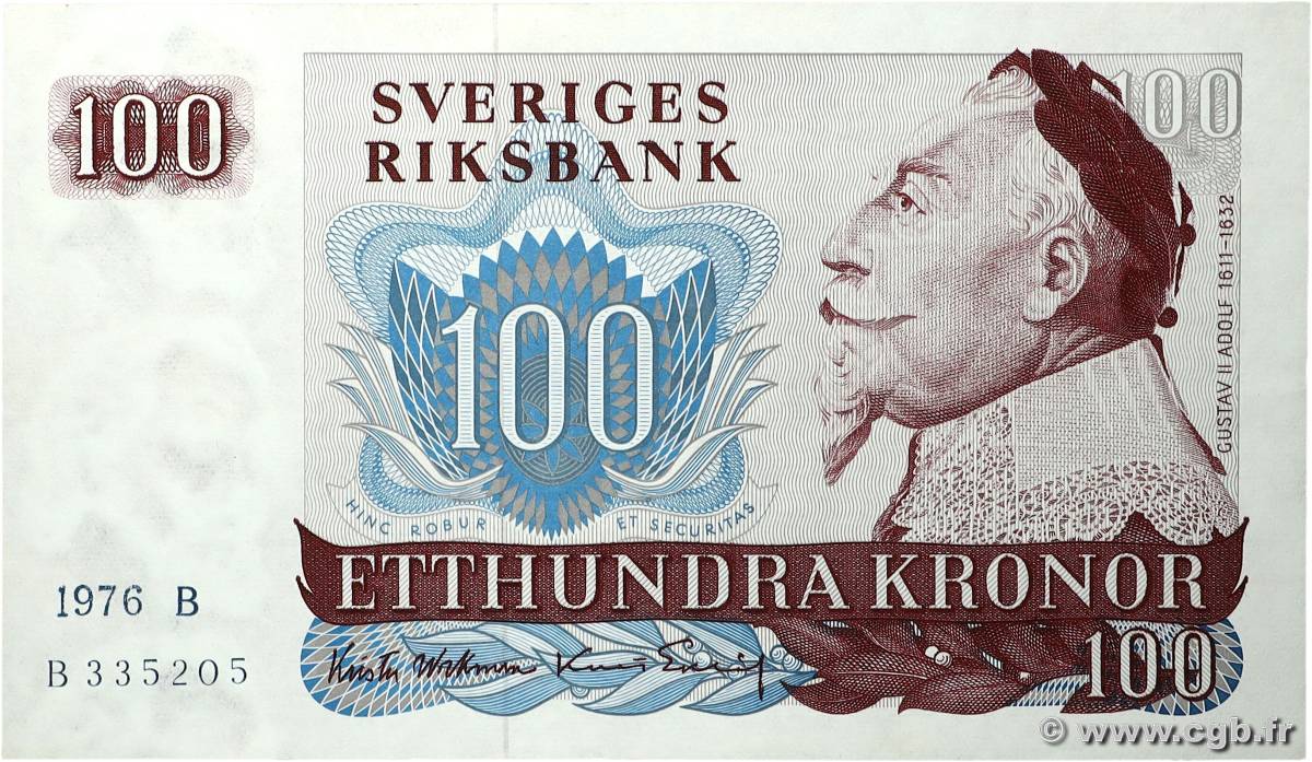 100 Kronor SUÈDE  1976 P.54b fST+