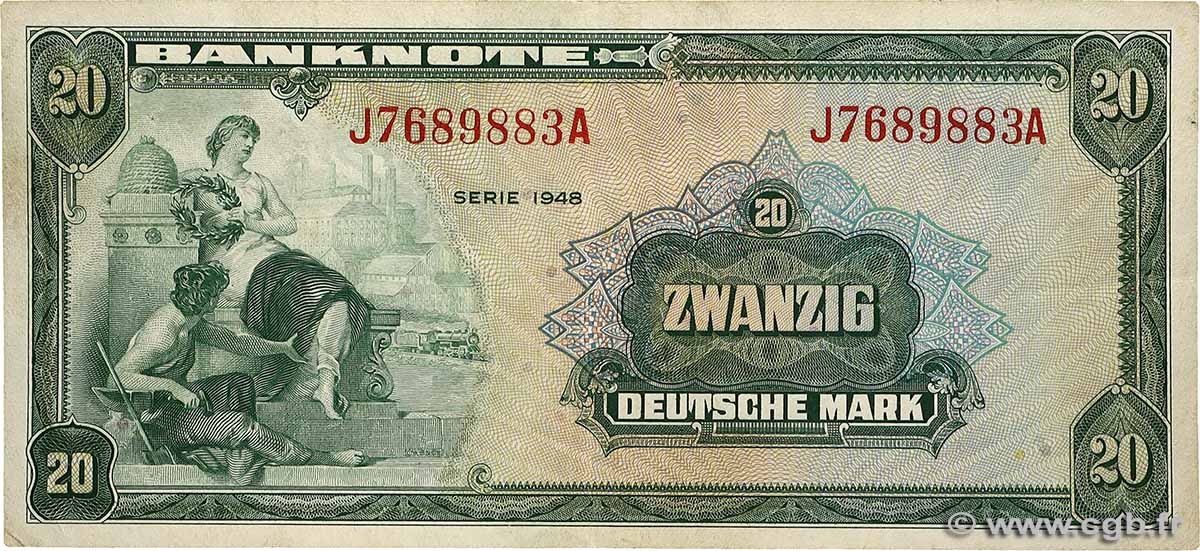 20 Deutsche Mark GERMAN FEDERAL REPUBLIC  1948 P.06a SS
