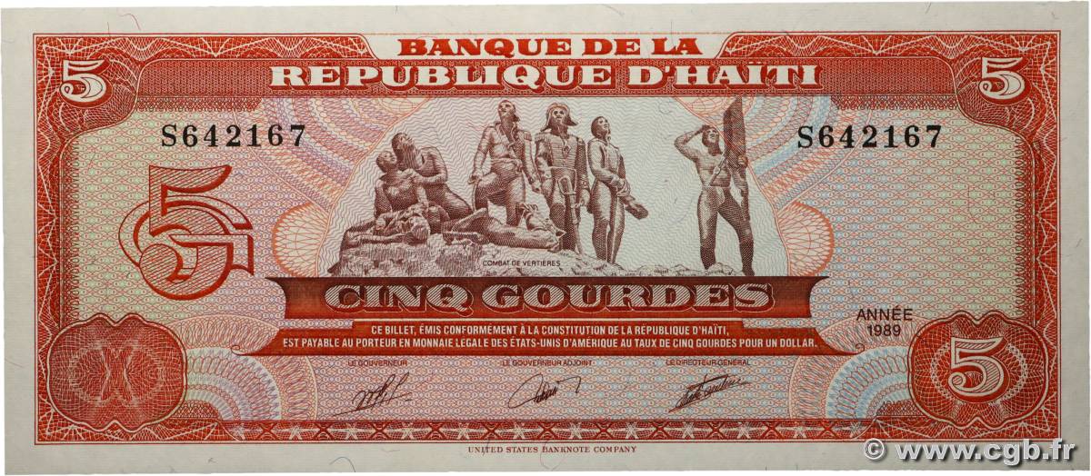 5 Gourdes HAÏTI  1989 P.255a NEUF