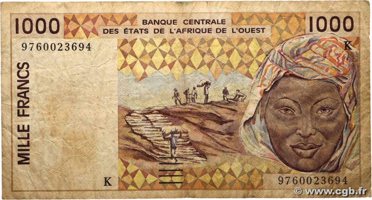 1000 Francs ÉTATS DE L&nbsp;AFRIQUE DE L&nbsp;OUEST  1997 P.711Kg B