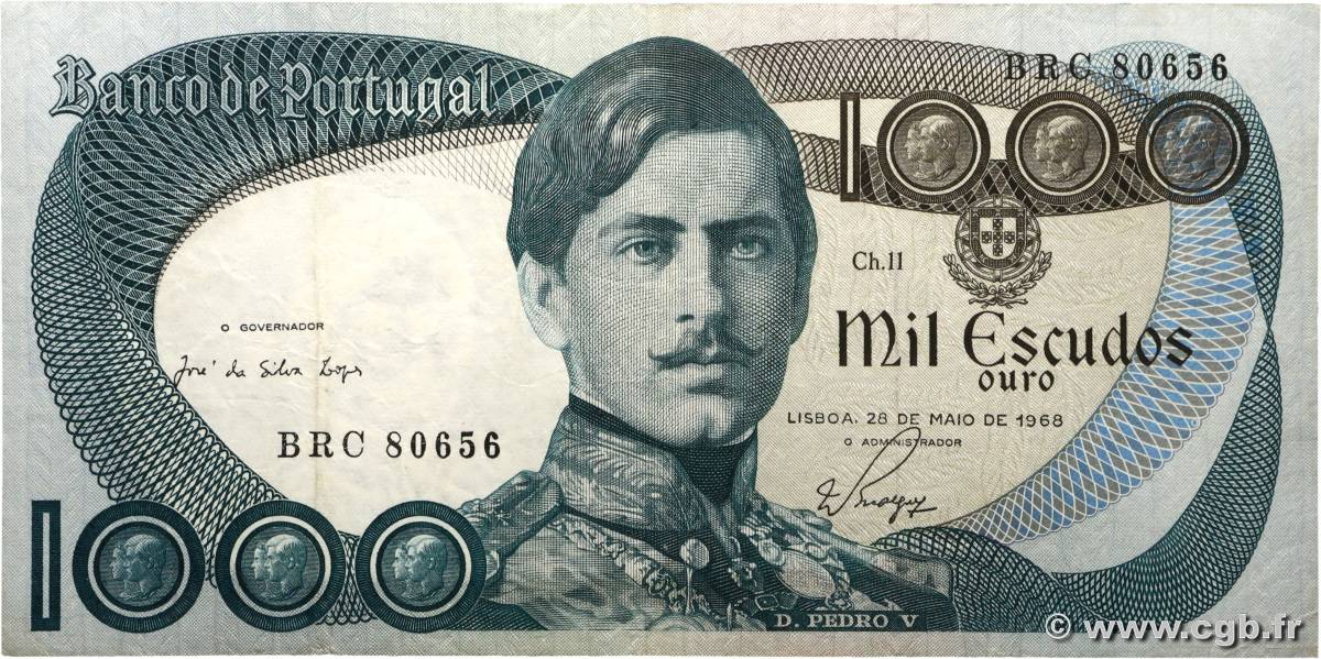 1000 Escudos PORTUGAL  1968 P.175a TB+