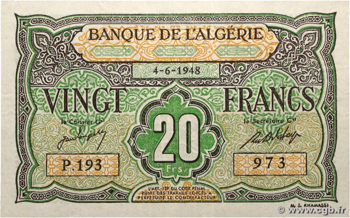 20 Francs TUNISIA  1948 P.22 F+