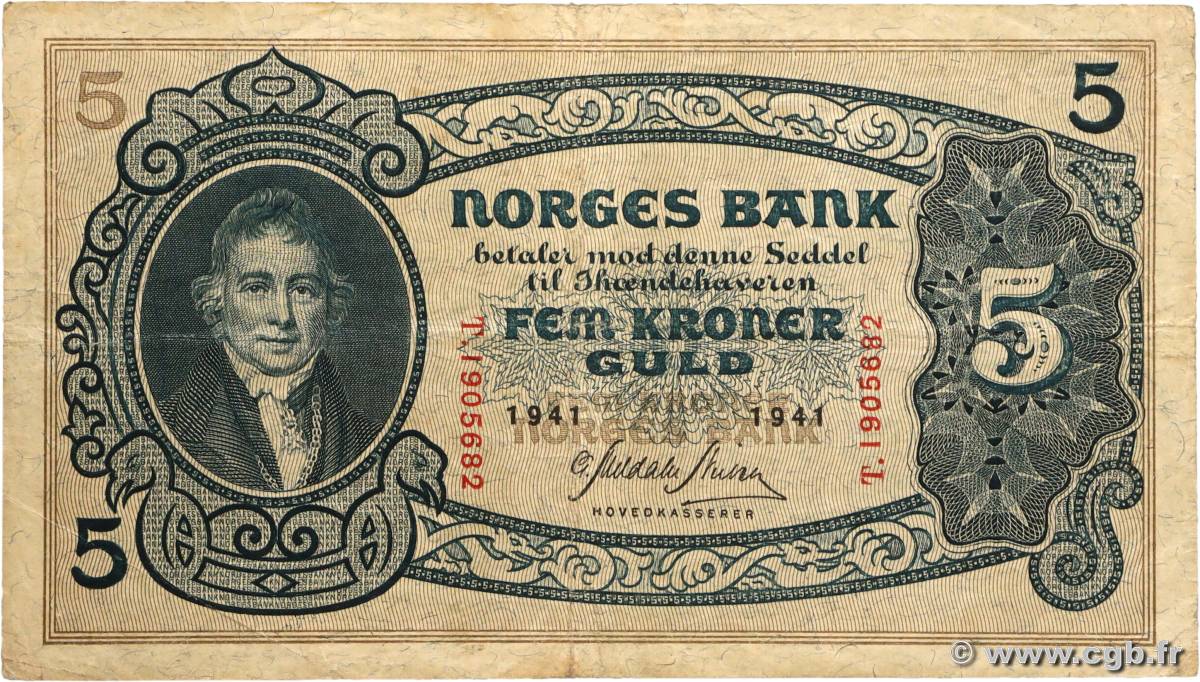 5 Kroner NORWAY  1941 P.07c VG