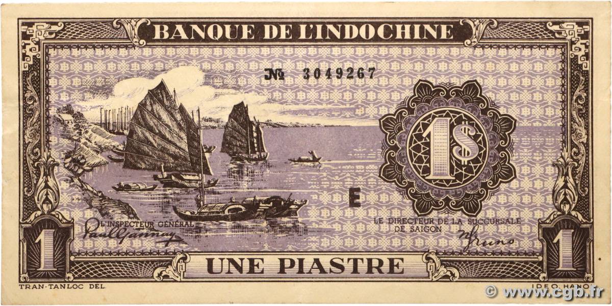 1 Piastre violet FRENCH INDOCHINA  1943 P.060 VF+