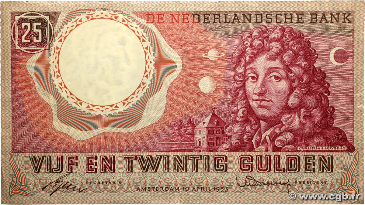 25 Gulden NETHERLANDS  1955 P.087 VF