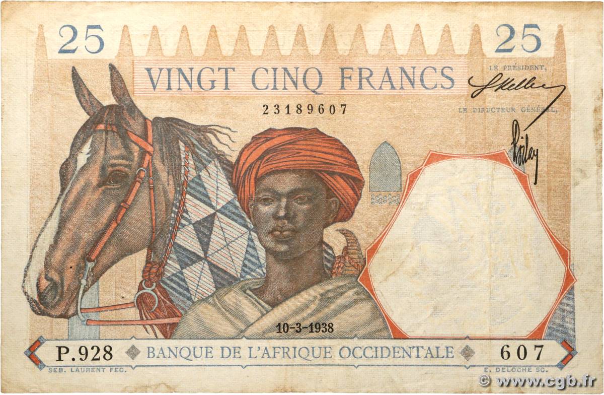 25 Francs AFRIQUE OCCIDENTALE FRANÇAISE (1895-1958)  1938 P.22 TB