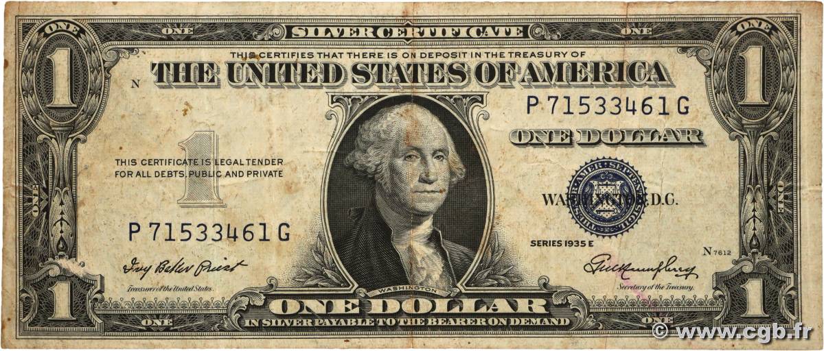 1 Dollar ÉTATS-UNIS D&nbsp;AMÉRIQUE  1935 P.416D2e TB