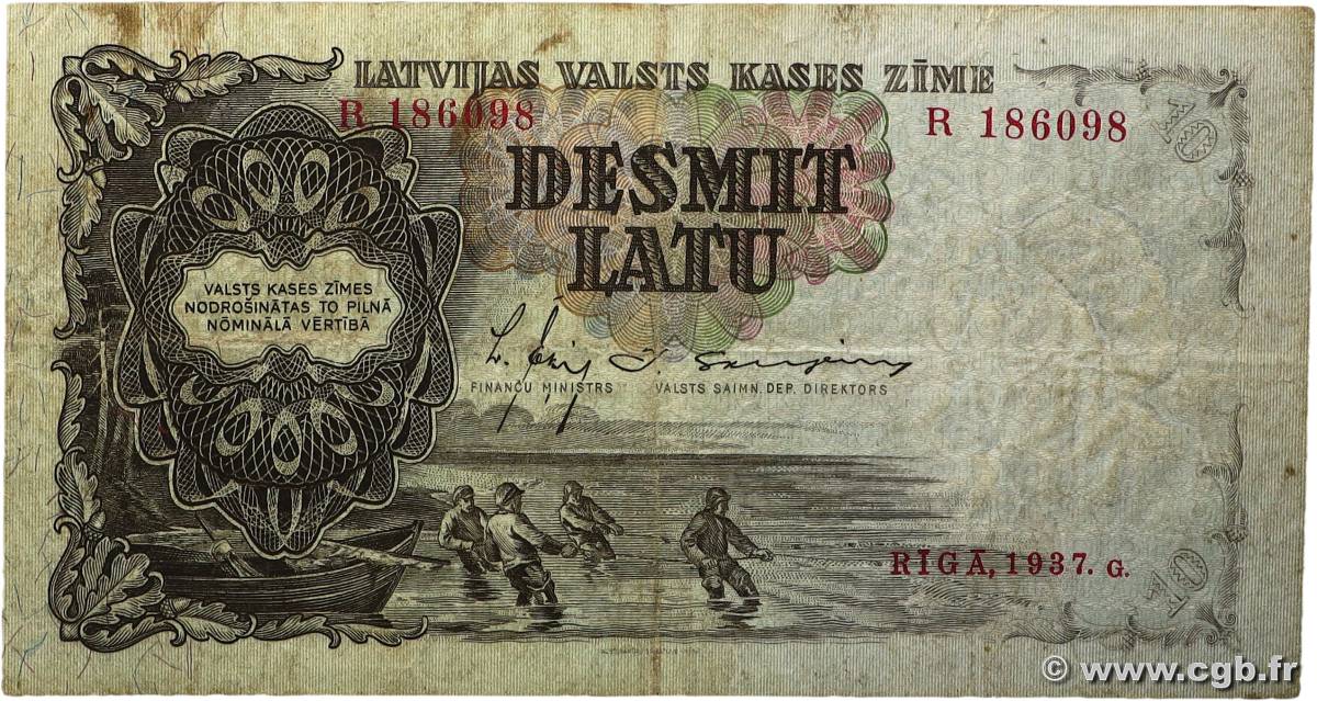 10 Latu LETTONIE  1937 P.29a TB