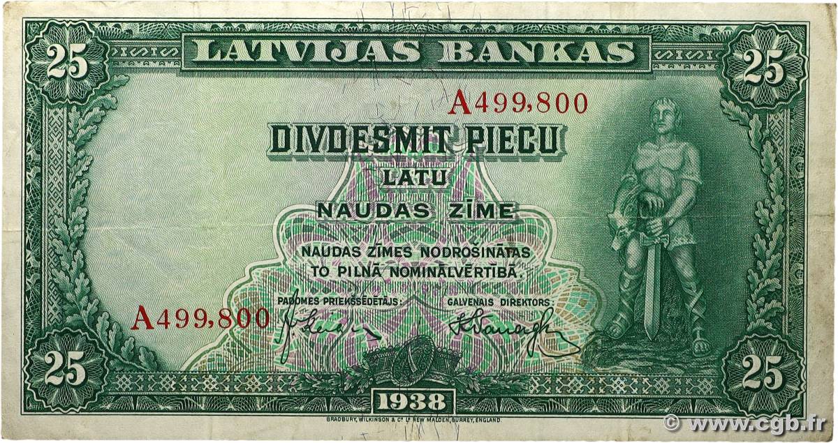 25 Latu LETTONIE  1938 P.21a TB+