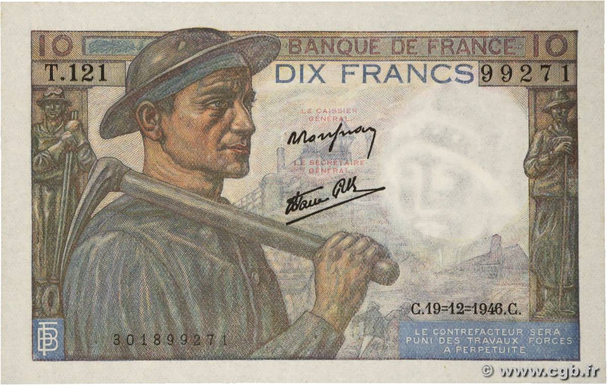 10 Francs MINEUR FRANCE  1946 F.08.16 NEUF
