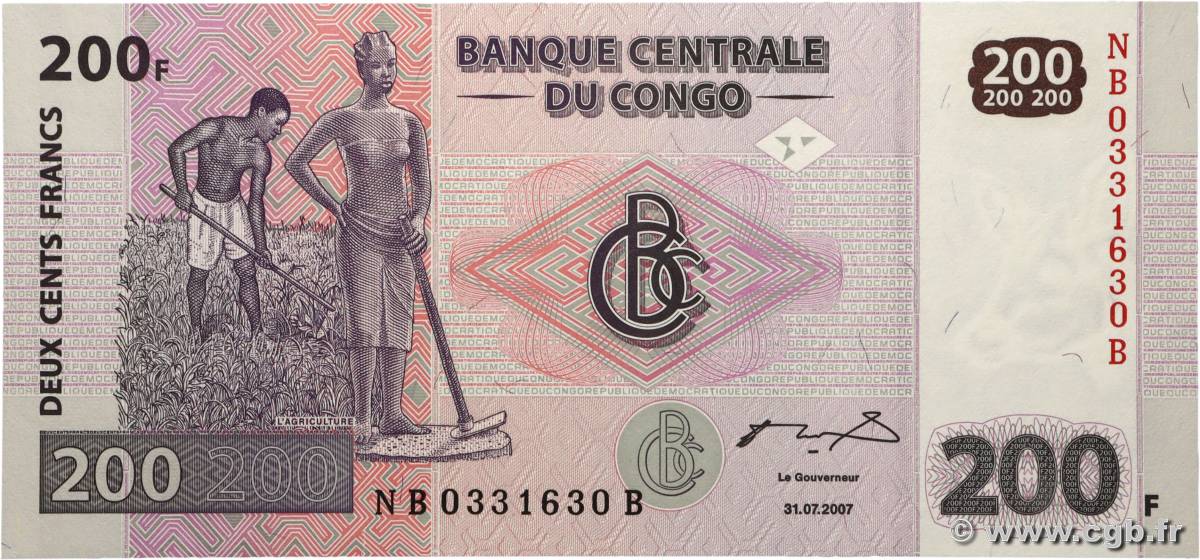 200 Francs RÉPUBLIQUE DÉMOCRATIQUE DU CONGO  2007 P.099a NEUF