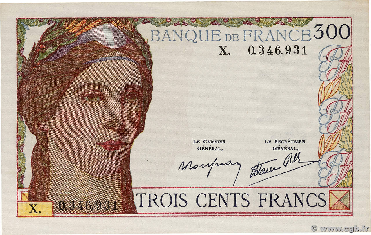 300 Francs FRANCE  1939 F.29.03 pr.SPL