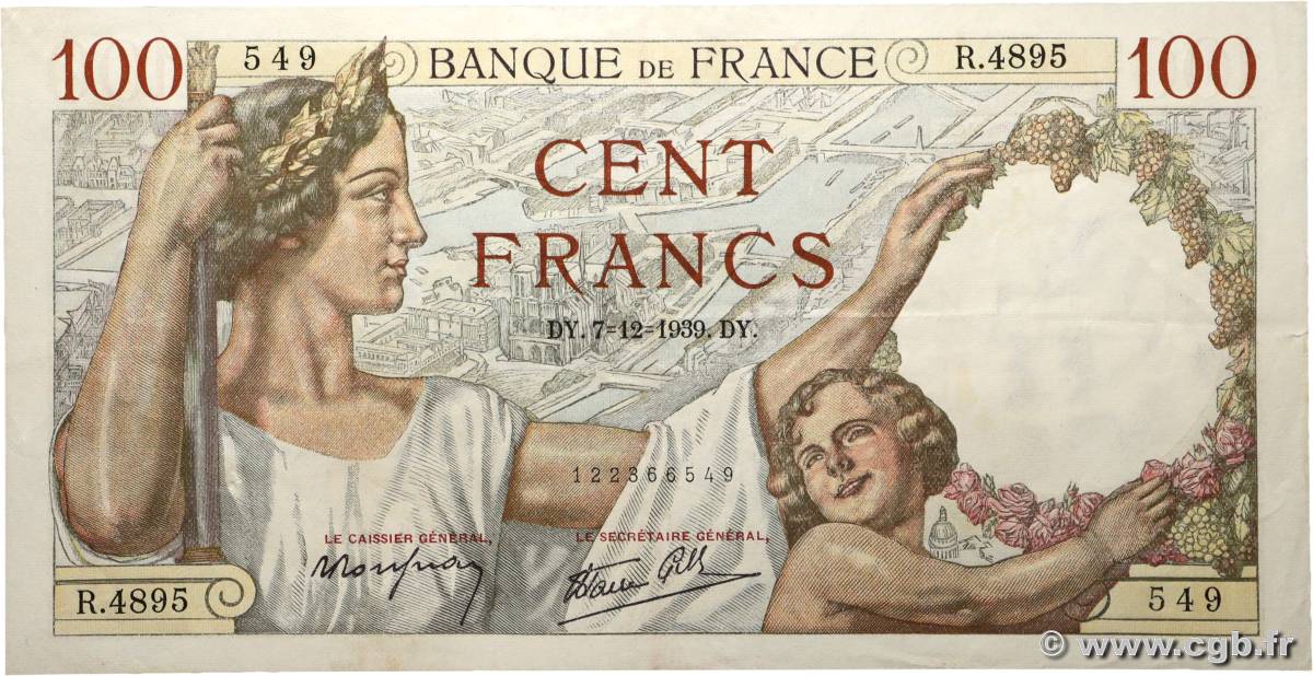 100 Francs SULLY FRANCE  1939 F.26.17 pr.SUP