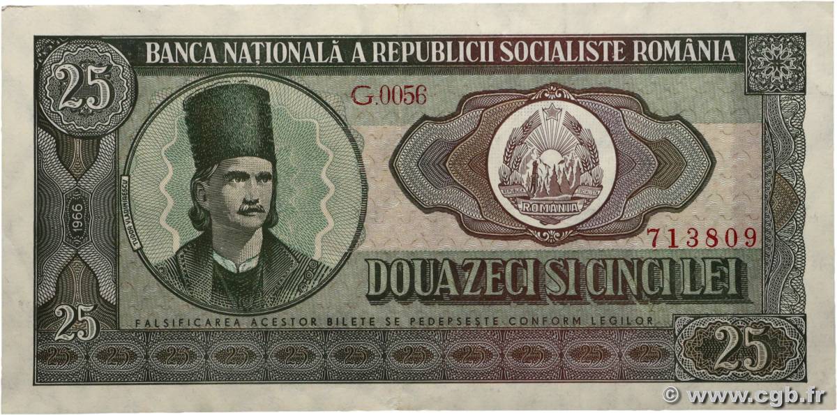 25 Lei ROUMANIE  1966 P.095a SUP