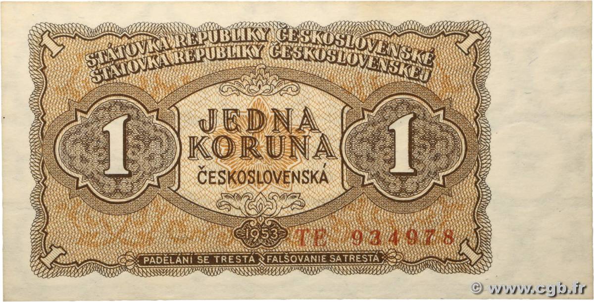 1 Koruna CZECHOSLOVAKIA  1953 P.078b AU+