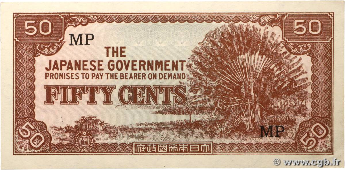 50 Cents MALAYA  1942 P.M04b UNC-