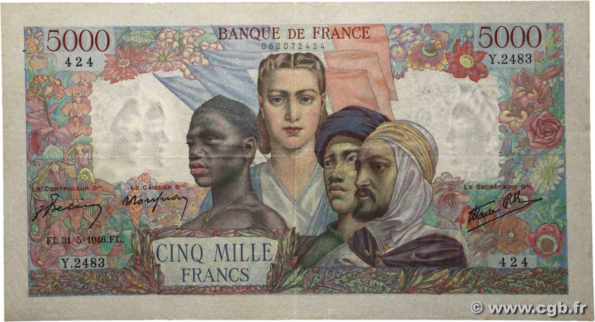 5000 Francs EMPIRE FRANÇAIS FRANCIA  1946 F.47.54 BB