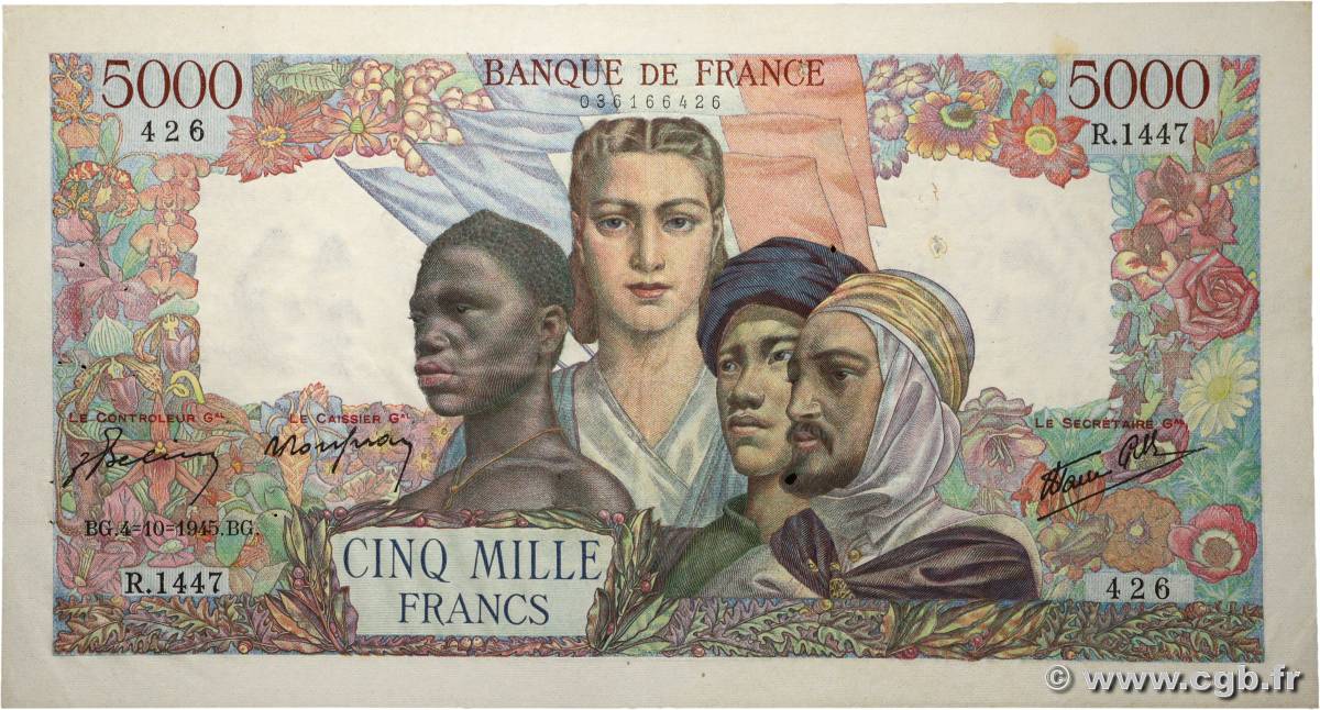 5000 Francs EMPIRE FRANÇAIS FRANCIA  1945 F.47.46 BB
