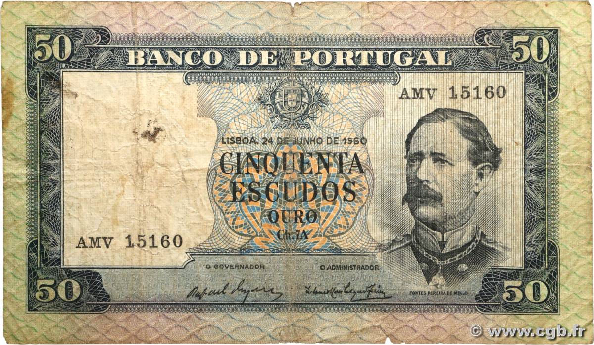 50 Escudos PORTUGAL  1960 P.164 B+