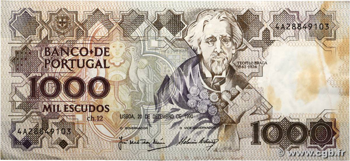 1000 Escudos PORTUGAL  1990 P.181h TB