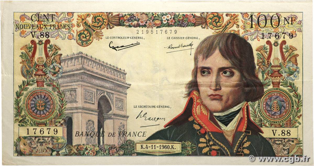 100 Nouveaux Francs BONAPARTE FRANKREICH  1960 F.59.08 fVZ