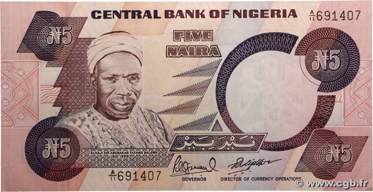 5 Naira NIGERIA  1984 P.24e pr.NEUF