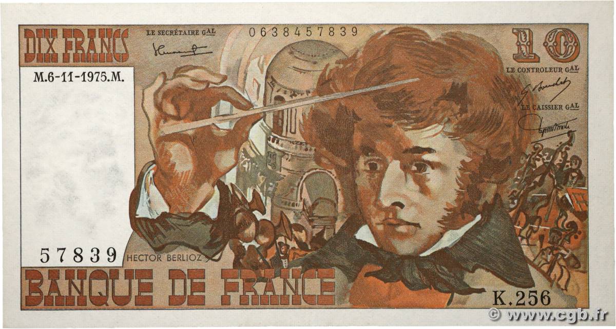 10 Francs BERLIOZ FRANCE  1975 F.63.14 SPL+