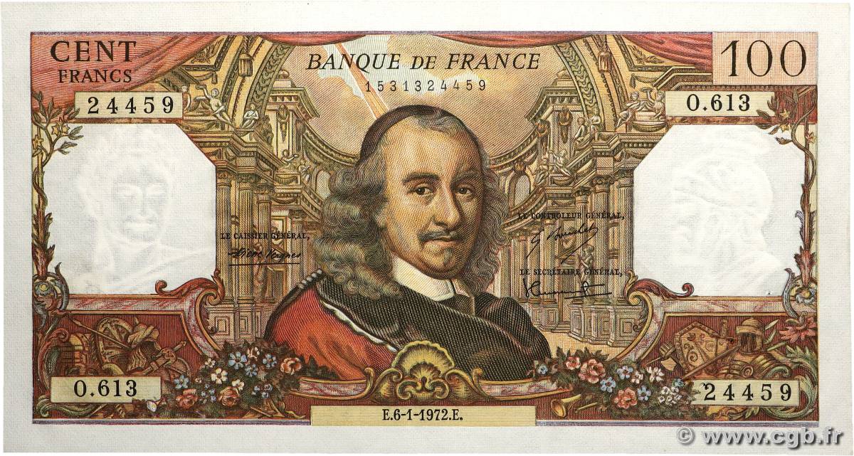 100 Francs CORNEILLE FRANCE  1972 F.65.38 SPL+