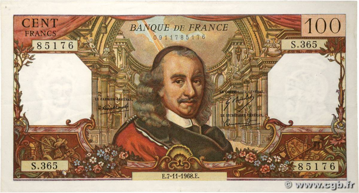 100 Francs CORNEILLE FRANCE  1968 F.65.24 SUP