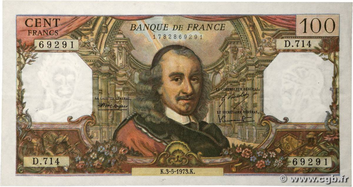 100 Francs CORNEILLE FRANCE  1973 F.65.42 SUP