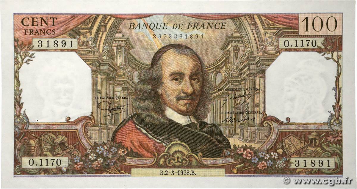 100 Francs CORNEILLE FRANCE  1978 F.65.62 SPL