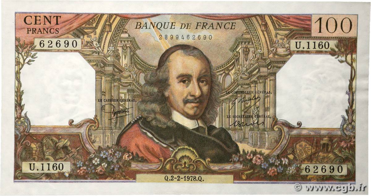 100 Francs CORNEILLE FRANCE  1978 F.65.61 AU-