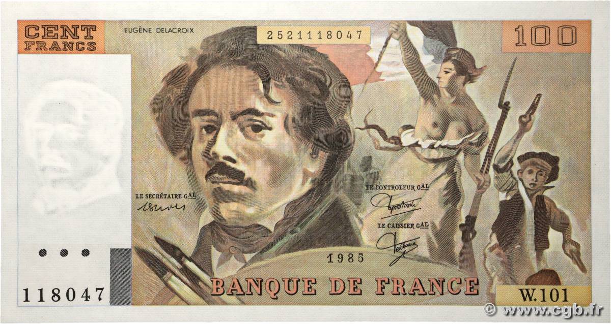 100 Francs DELACROIX modifié FRANCE  1985 F.69.09 pr.NEUF