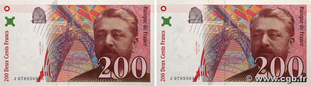 200 Francs EIFFEL Consécutifs FRANKREICH  1999 F.75.05 fST+