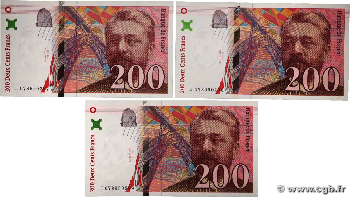 200 Francs EIFFEL Consécutifs FRANCE  1999 F.75.05 SPL